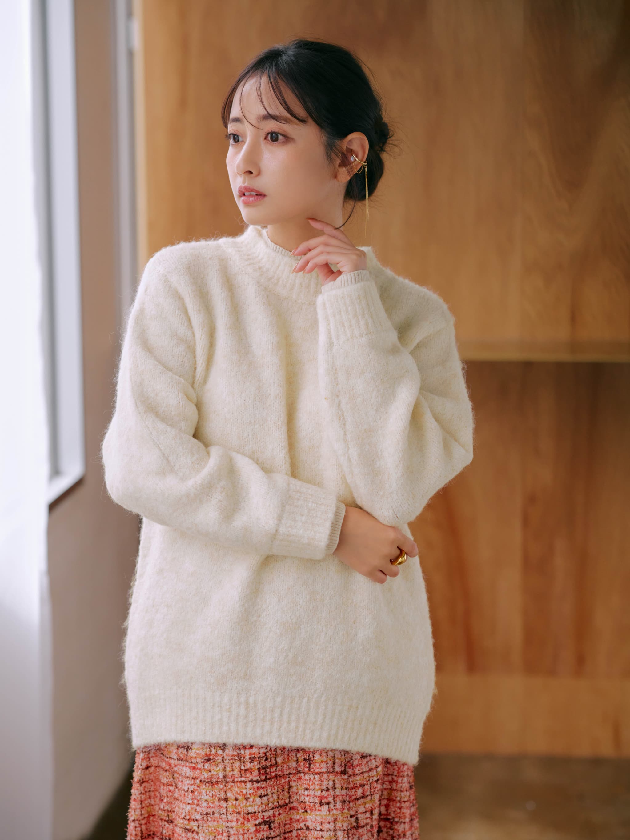 ブークレレイヤードデザインニット | 小柄・低身長女性向け