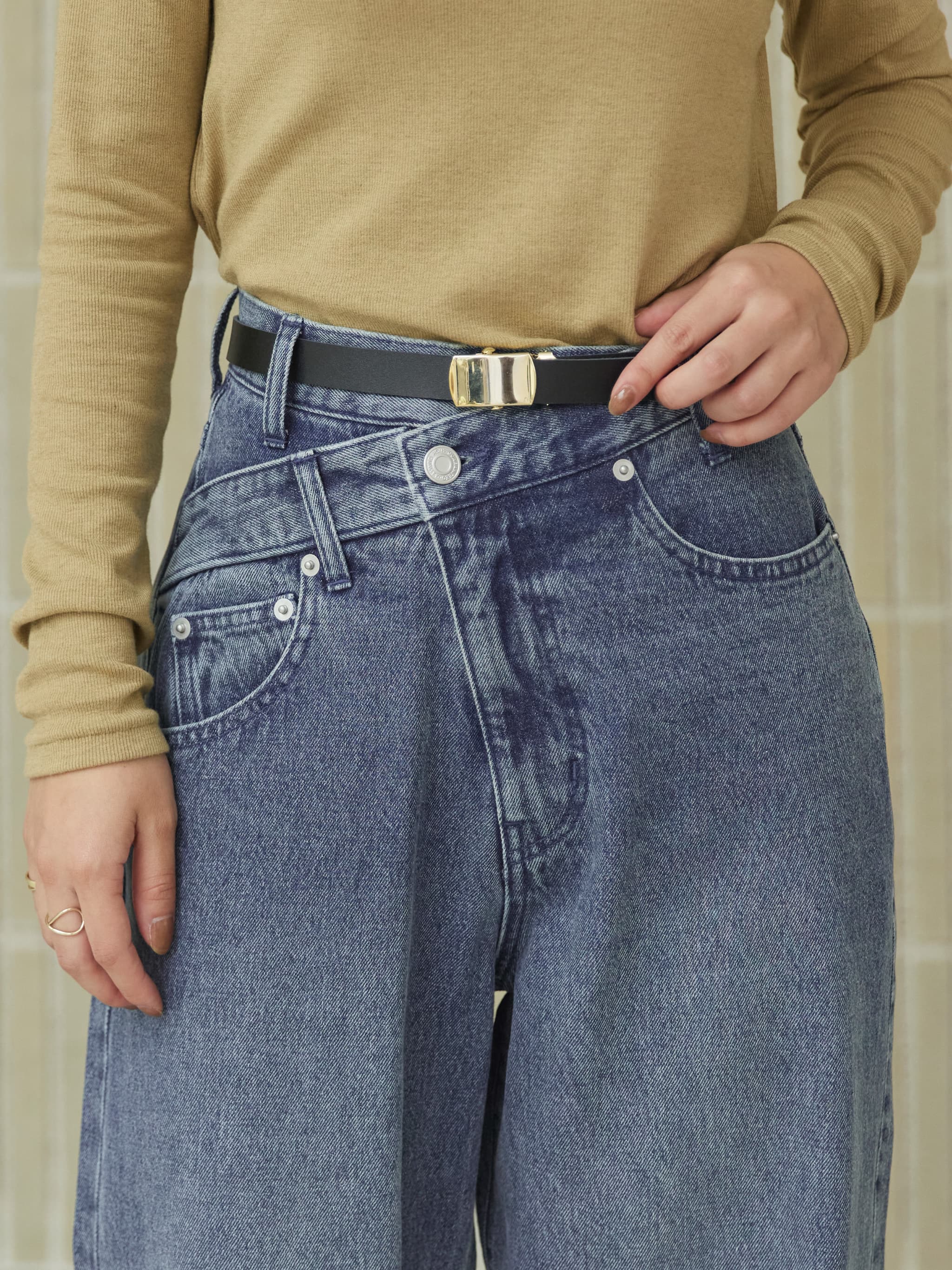 アシメフロントデニム-short & regular | 小柄・低身長女性向け