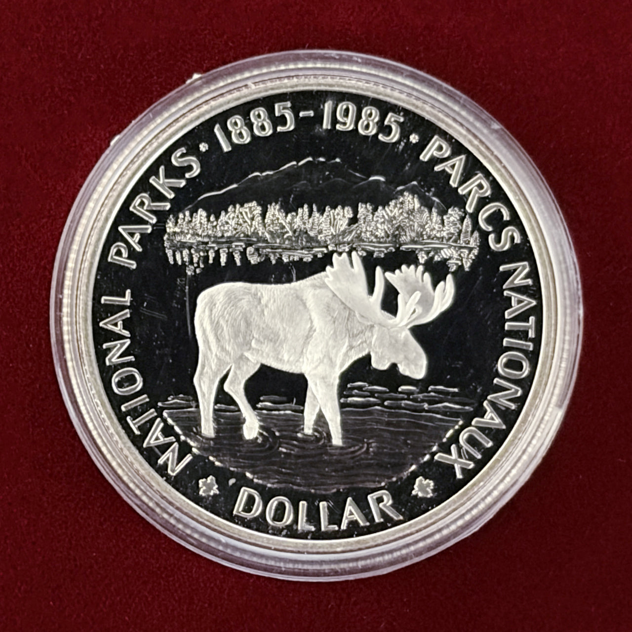 カナダ】国立公園100周年記念 1ドル 銀貨 1985［B-0000471