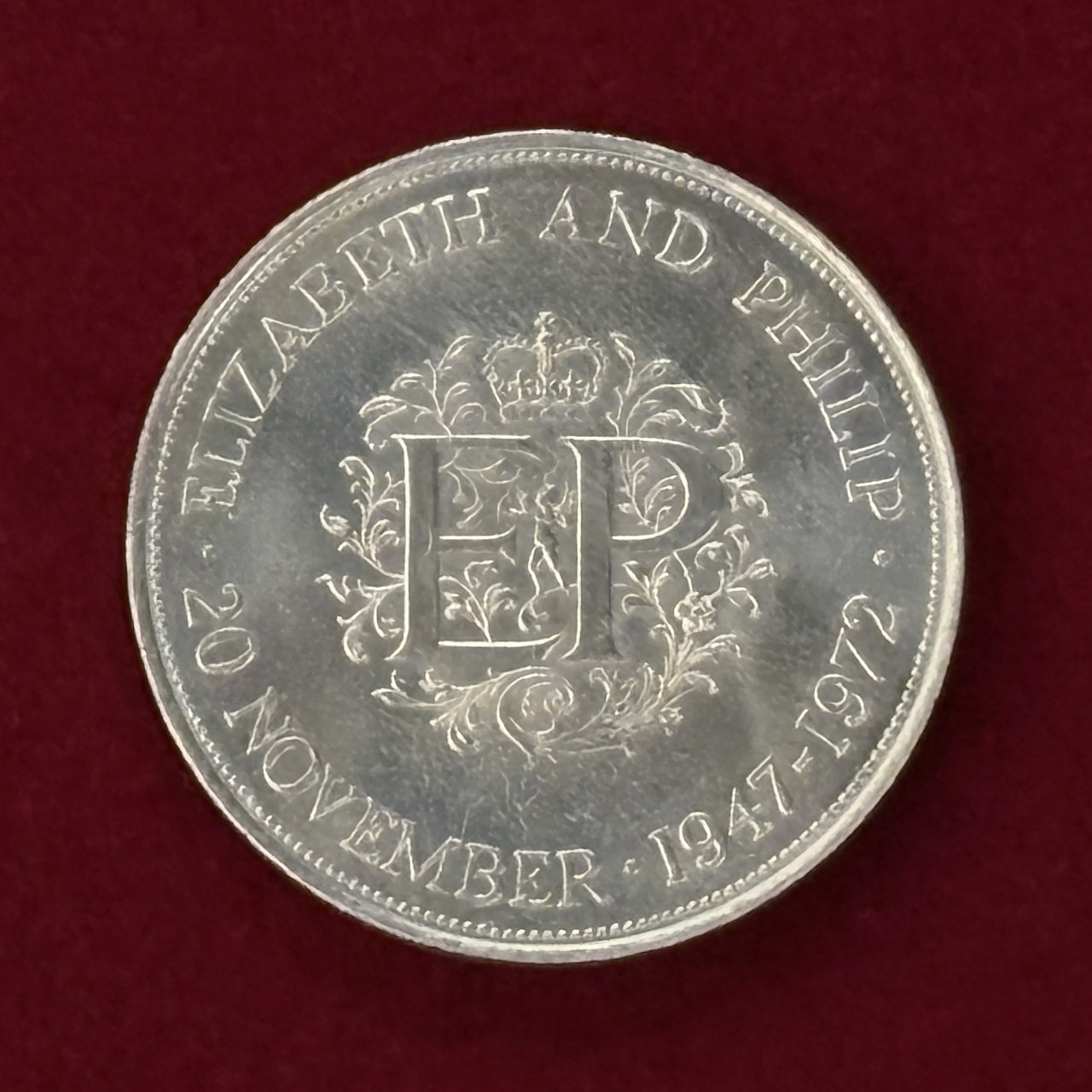 イギリス】エリザベス2世・フィリップ殿下 ご成婚25周年 25ペンス 白