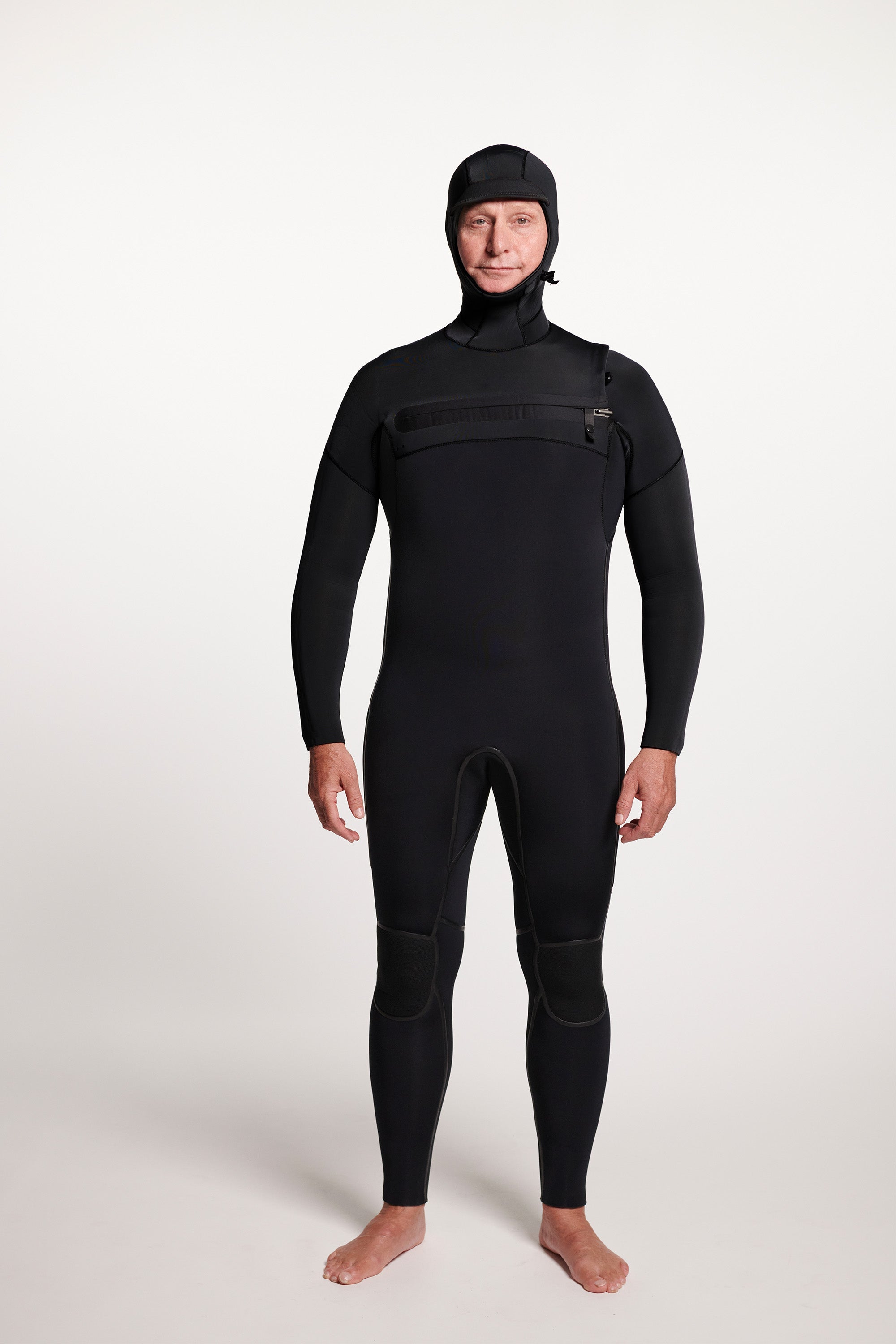 Colby + Yamamoto - 4/3mm Hooded Chest Zip Fullsuit - ALL BLACK