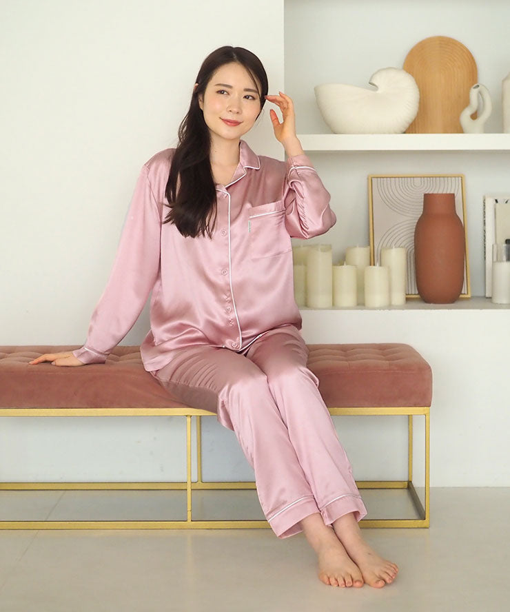 パジャマ シルク レディース 長袖 M L シルク100% 春 秋 冬 プレゼント