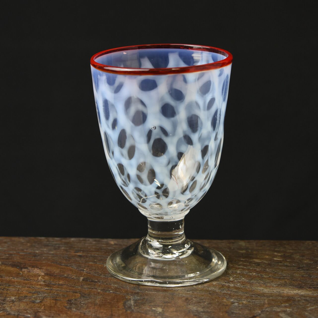 ガラス :: 水玉文赤縁なつめ形氷コップ | COTTOU.JP 骨董の通販