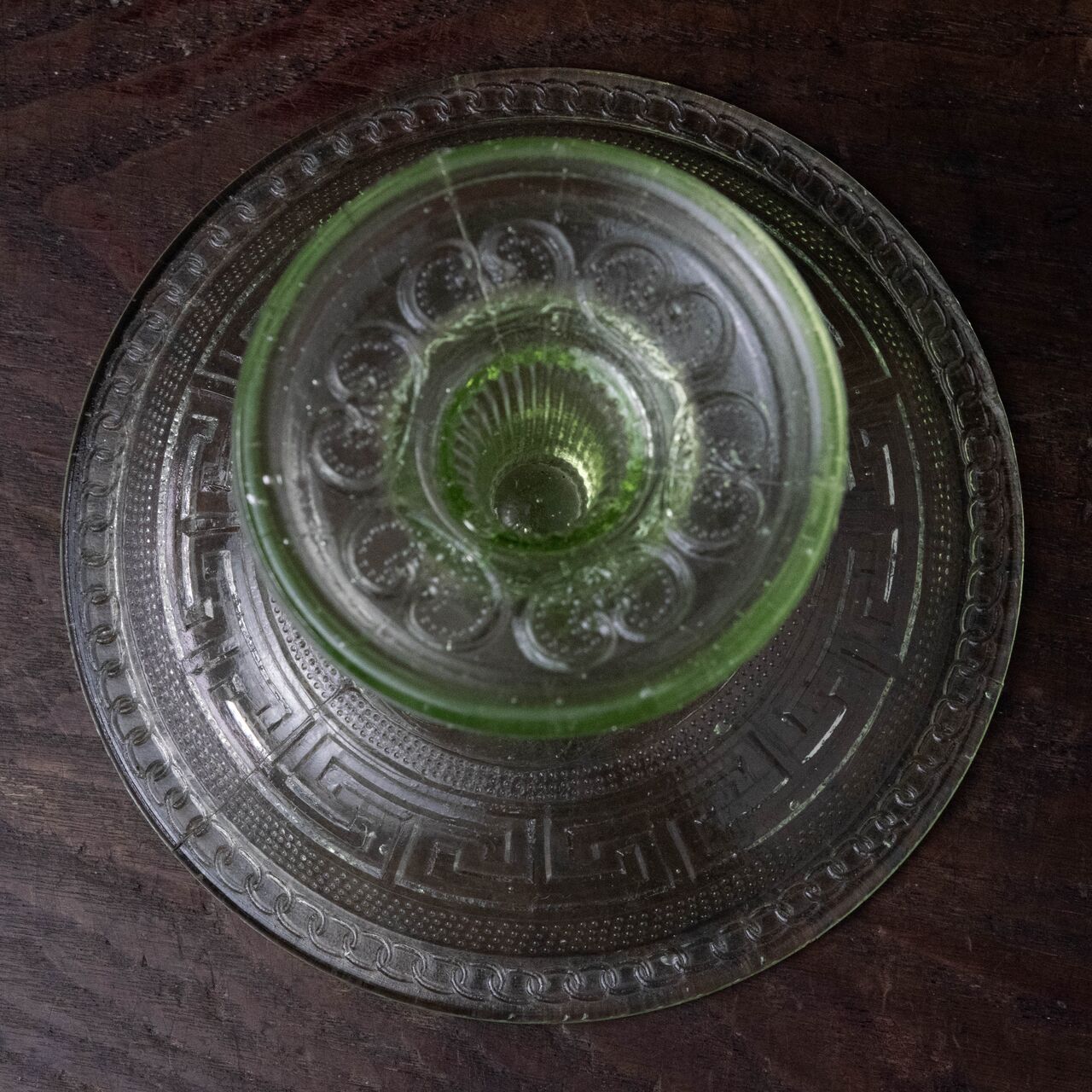 ガラス :: 雷と猪の目文 中華魁製造 ウランガラス コンポート | COTTOU