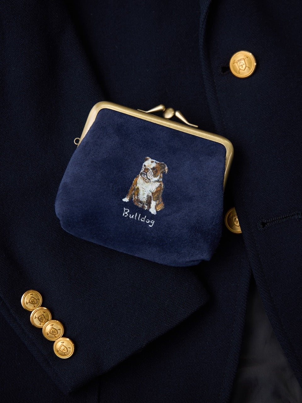 Brown Brown ハンドペイントがま口ウォレット（ブルドッグ）【8月10