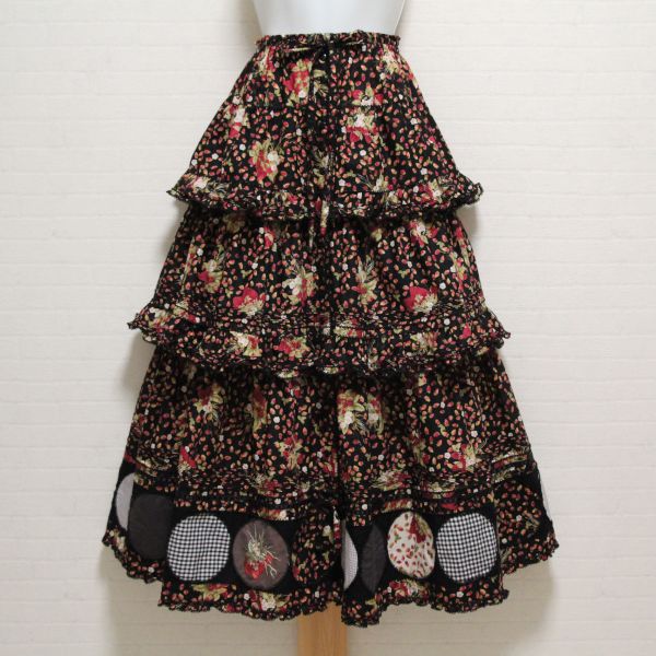 黒ストロベリーブーケptパッチワーク段々スカート - ピンクハウス通販