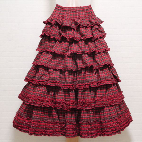 赤タータンチェック段々スカート - ピンクハウス通販｜リサイクル