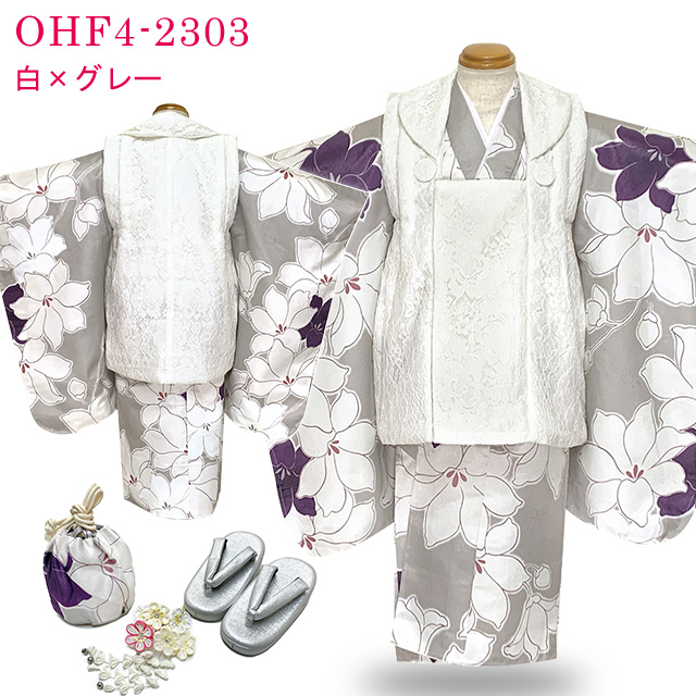 七五三 着物 3歳 女の子 レース 被布コート フルセット【選べる3色】