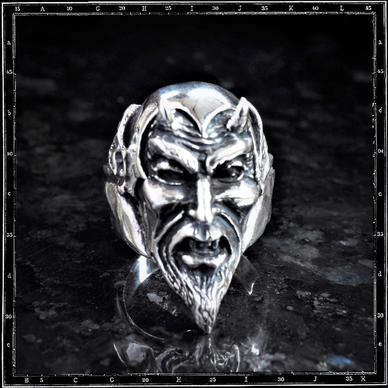 devils head ring 1950's 50's rockabilly hotrod culture silver ring
