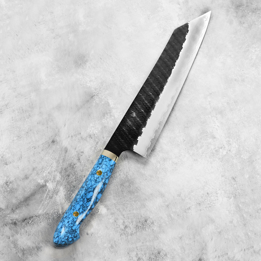Nigara SG2 Kurouchi Tsuchime Kiritsuke with Blue Turquoise Handle