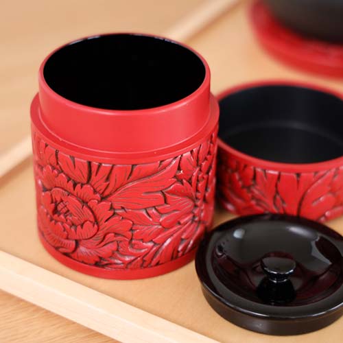 村上木彫堆朱 藤井漆工 茶筒 伝統工芸品 木製 茶筒 | MUKU工房