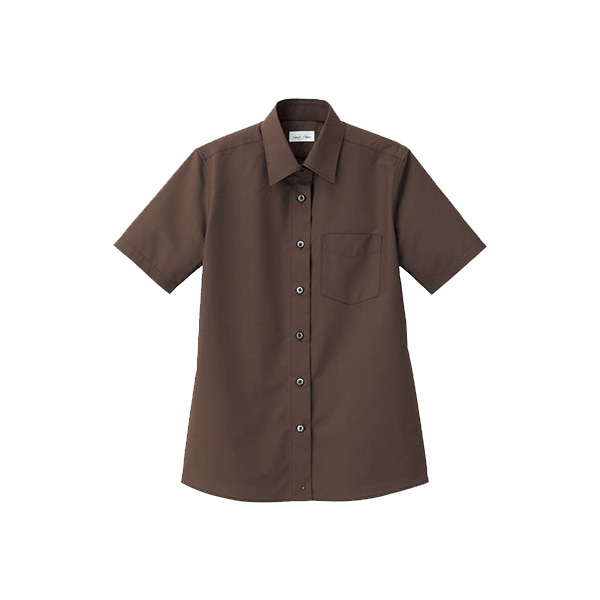 レディス レギュラーカラー半袖ブラウス FB4036L－5 ブラウン