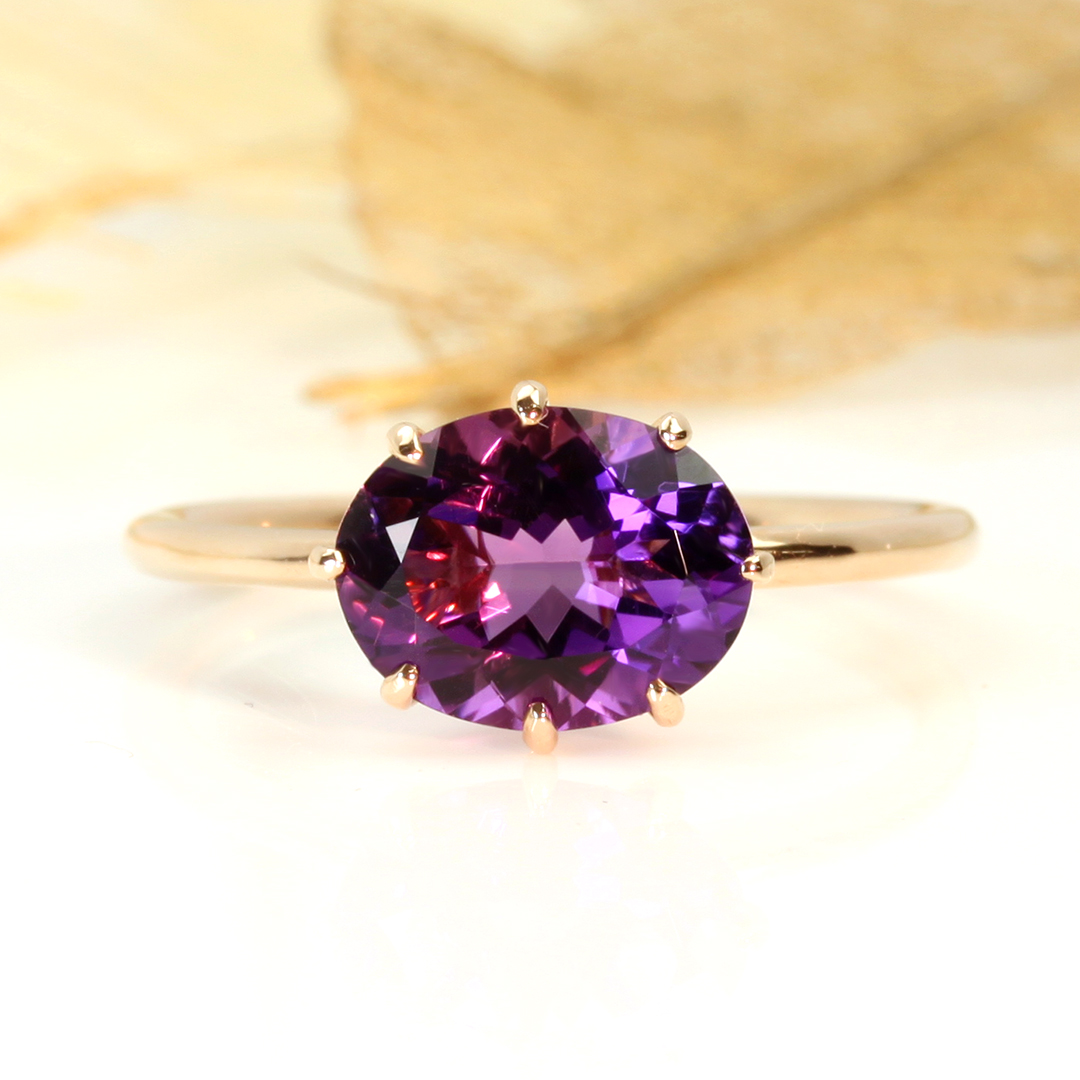 ビズー公式】アメジスト オーバルカット K18(18金) リング セパージュ