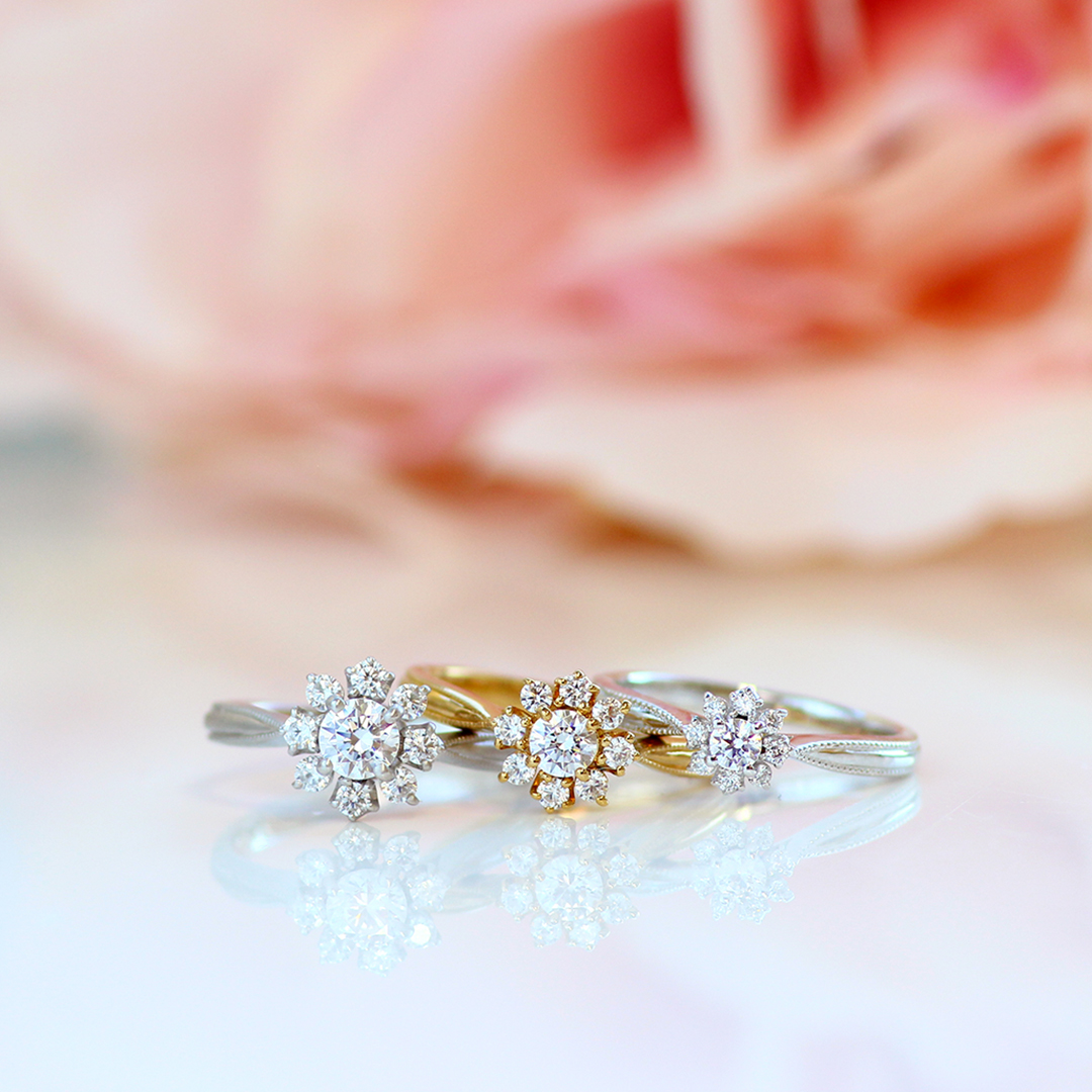 ビズー公式】婚約指輪 エンゲージ ダイヤモンド プラチナ900 K18