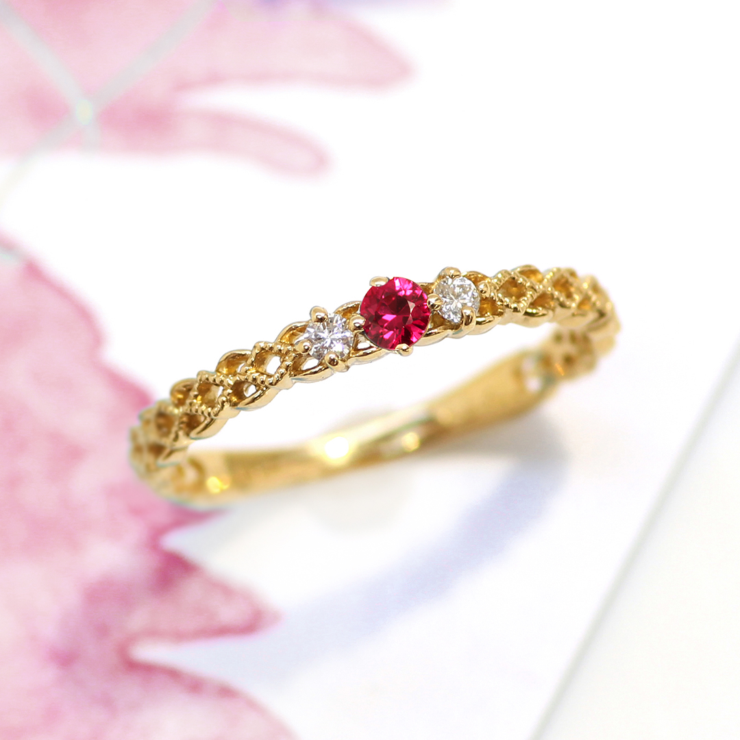 ビズー公式】ルビー ダイヤモンド K18(18金) リング ジョゼット | 希少