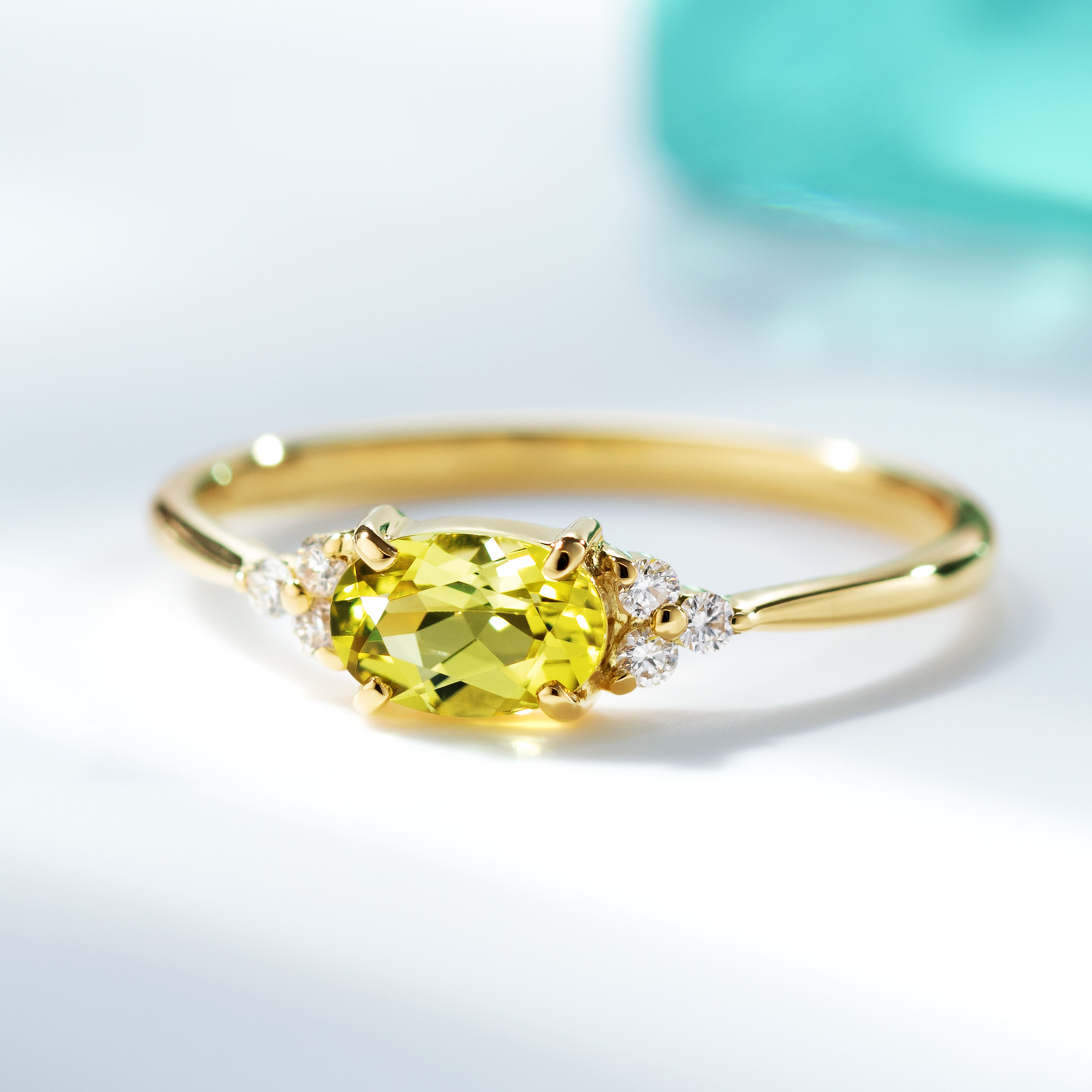 ビズー公式】カナリーイエロートルマリン×ダイヤモンド K18/PTリング