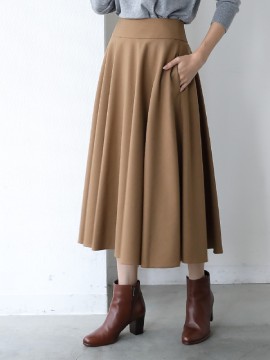 ドラマティック・フレアスカート/ウォッシャブル/ベージュ | Factelier