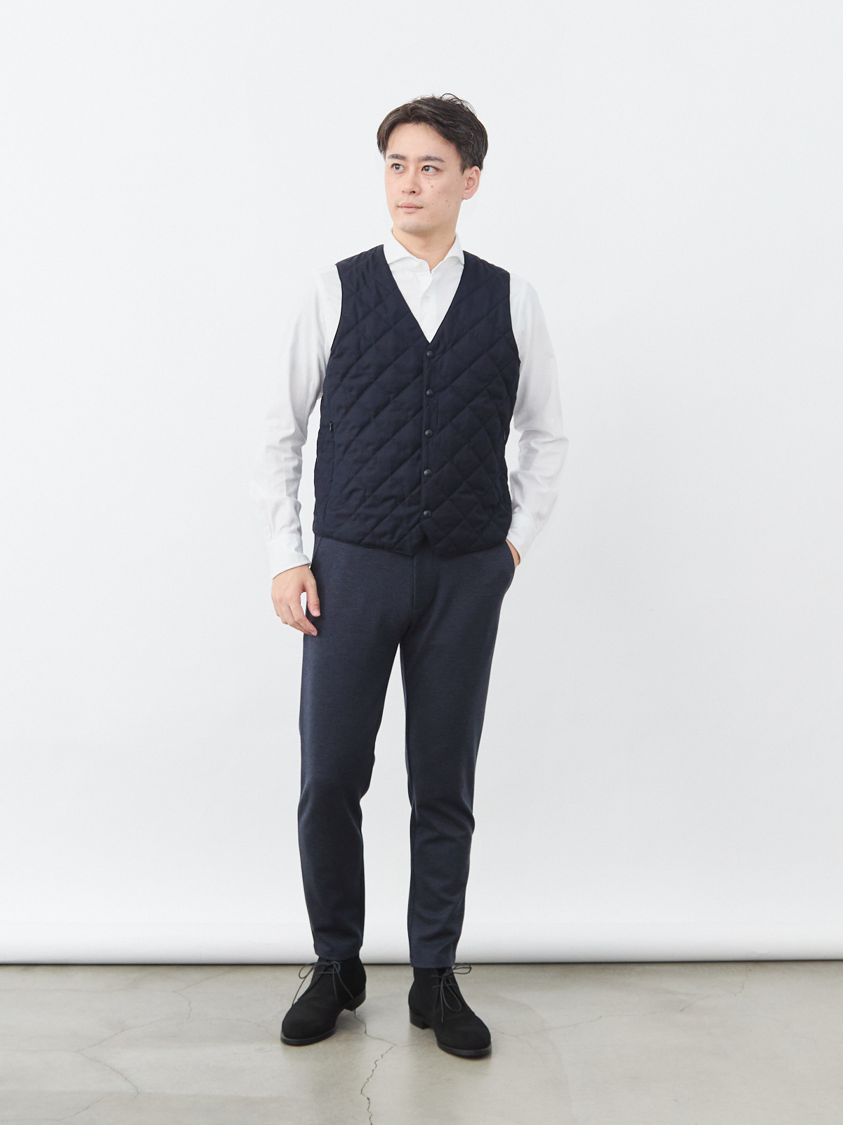 7 Days ダイヤモンドキルティングベスト/ウォッシャブル/ネイビー