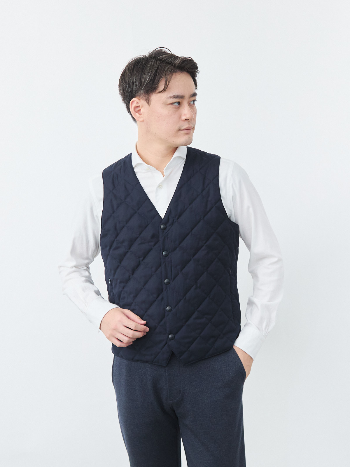 7 Days ダイヤモンドキルティングベスト/ウォッシャブル/ネイビー