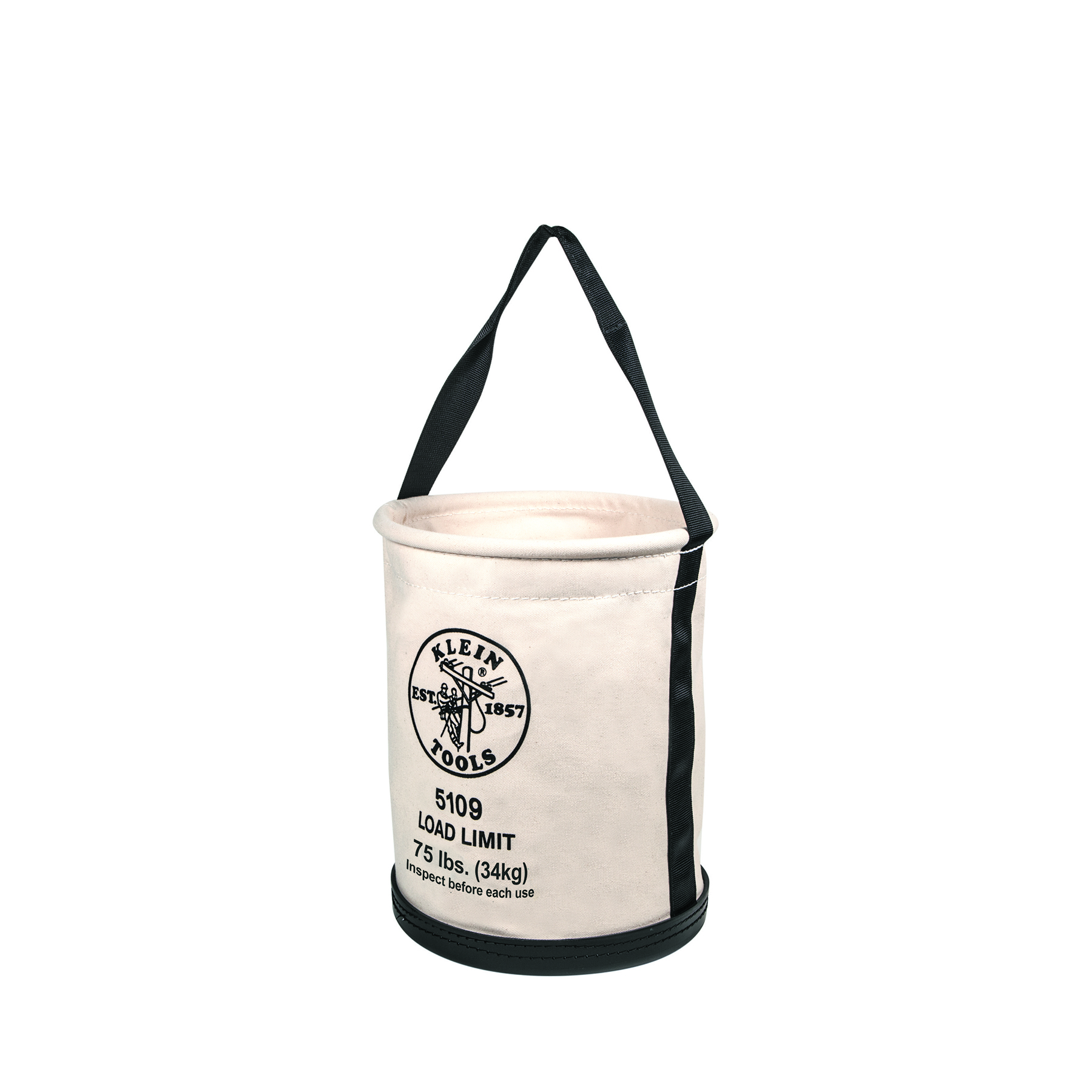 Canvas Bucket, Wide-Opening, Straight-Wall, Molded Bottom, 12-Inch