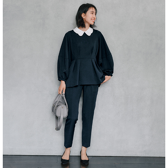 nissen]花びら衿ブラウスセットアップパンツスーツ | KOBUNSHA SELECT