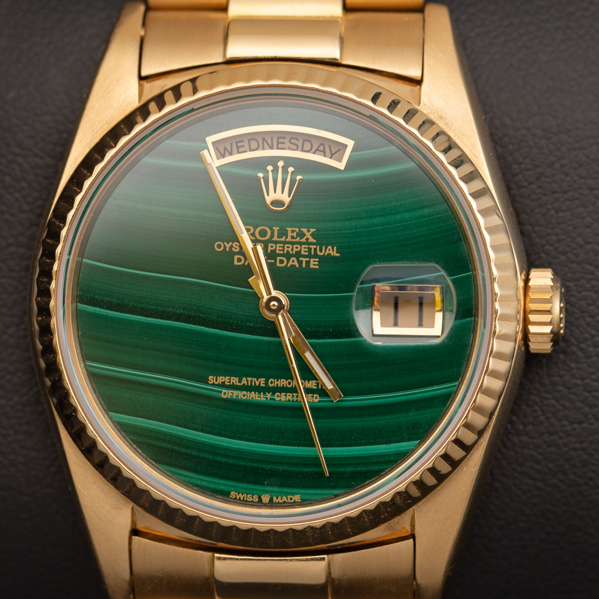 Presidential Rolex Day-Date 18038 Watch 36mm Malachite Dial 18K