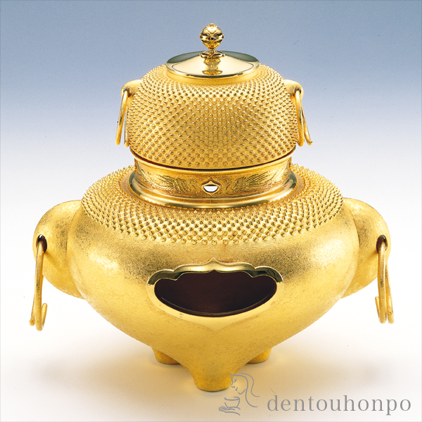 送料無料】 純金 茶釜 霰 4.5号・700g / 高級 コレクション 美術品