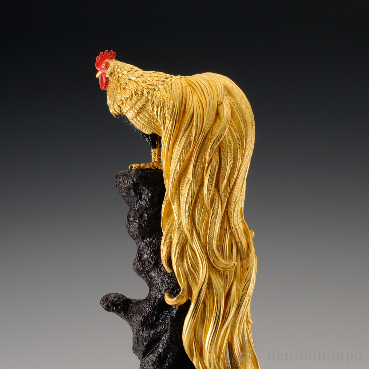 送料無料】 純金 尾長鶏 彩色 80g / 高級 コレクション 美術品 工芸品