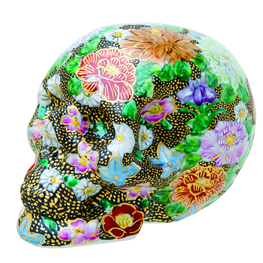 九谷焼SKULL～髑髏～ スカル小 極上花詰 - 九谷焼 髑髏 ～SKULL