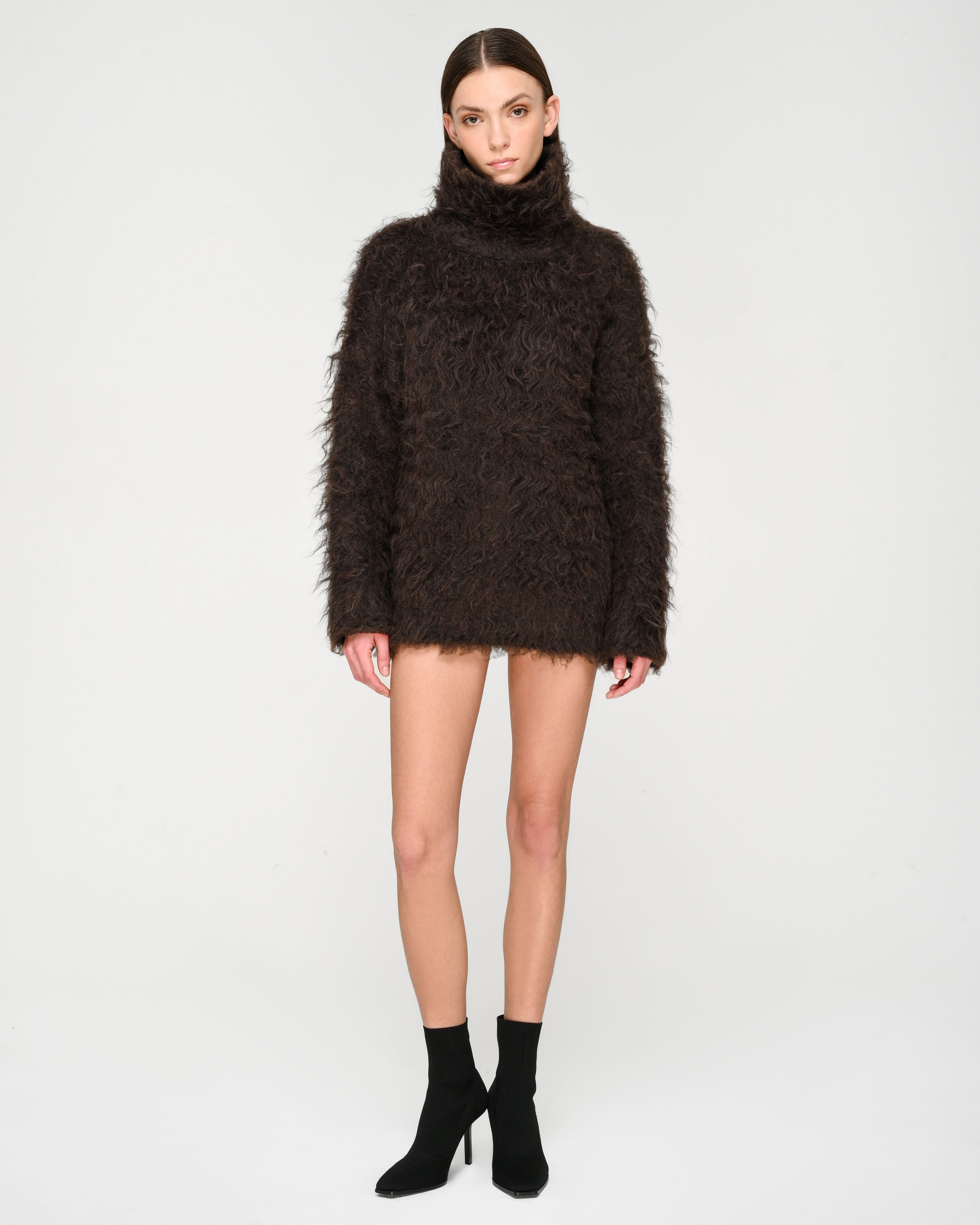 Open-Back Shaggy Turtleneck Knit – determ;