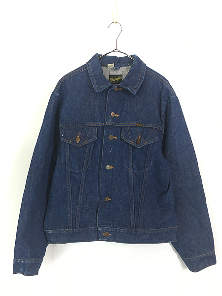古着 70s USA製 Wrangler 黒タグ サイレントW フラップ 2ポケ 濃紺