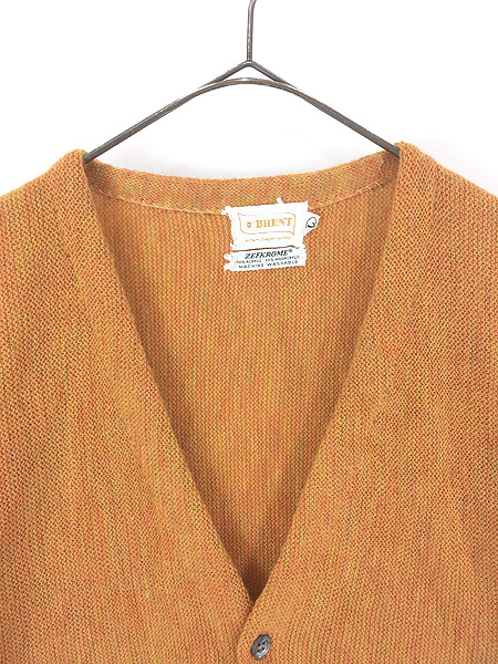 古着 60s BRENT オレンジ × イエロー パール編み アクリル ニット