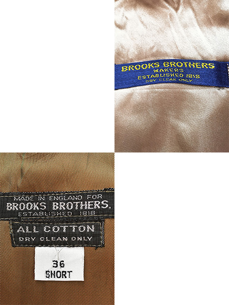 古着 60s- 英国製 Brooks Brothers 玉虫色 1枚袖 ダブルブレスト