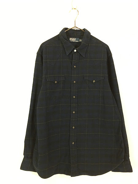 古着 Polo Ralph Lauren チェック フランネル ウエスタン シャツ