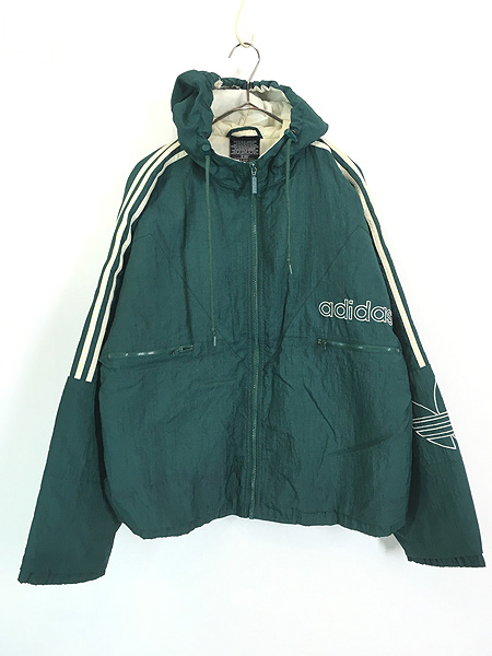 古着 90s adidas BIG ロゴ & トレフォイル パデット フーデッド