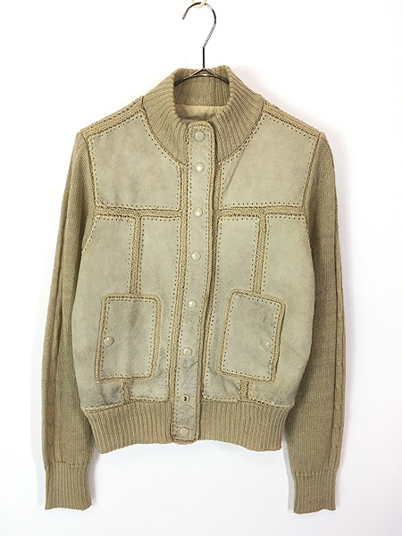 レディース 古着 80s Exclusive Juports パッチワーク風 本革 スエード