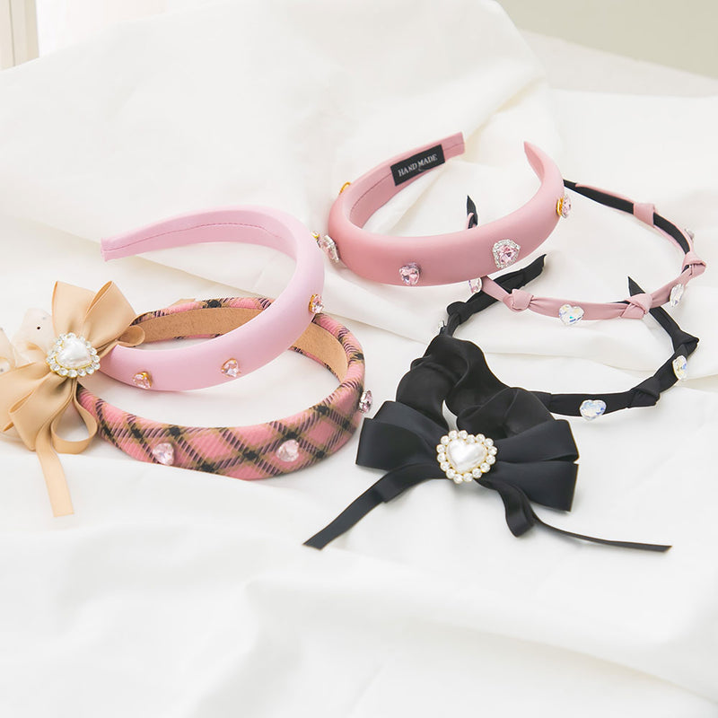 ピンクハートビジュー太めカチューシャ – レディースファッション通販