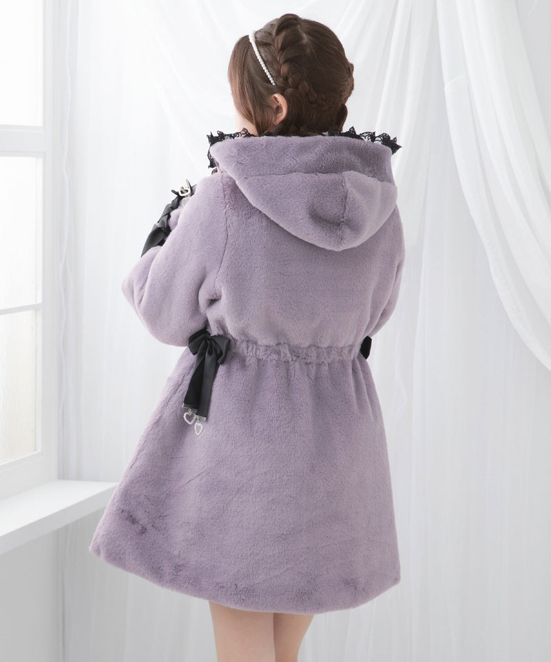 選べるフードデザインフレアファーコート – レディースファッション