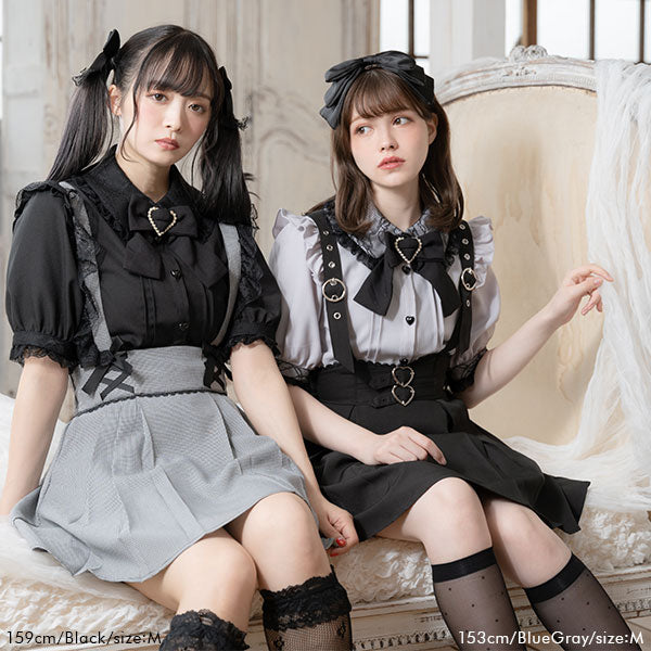 メール便】レース重ねハートバックルリボンブラウス – レディース