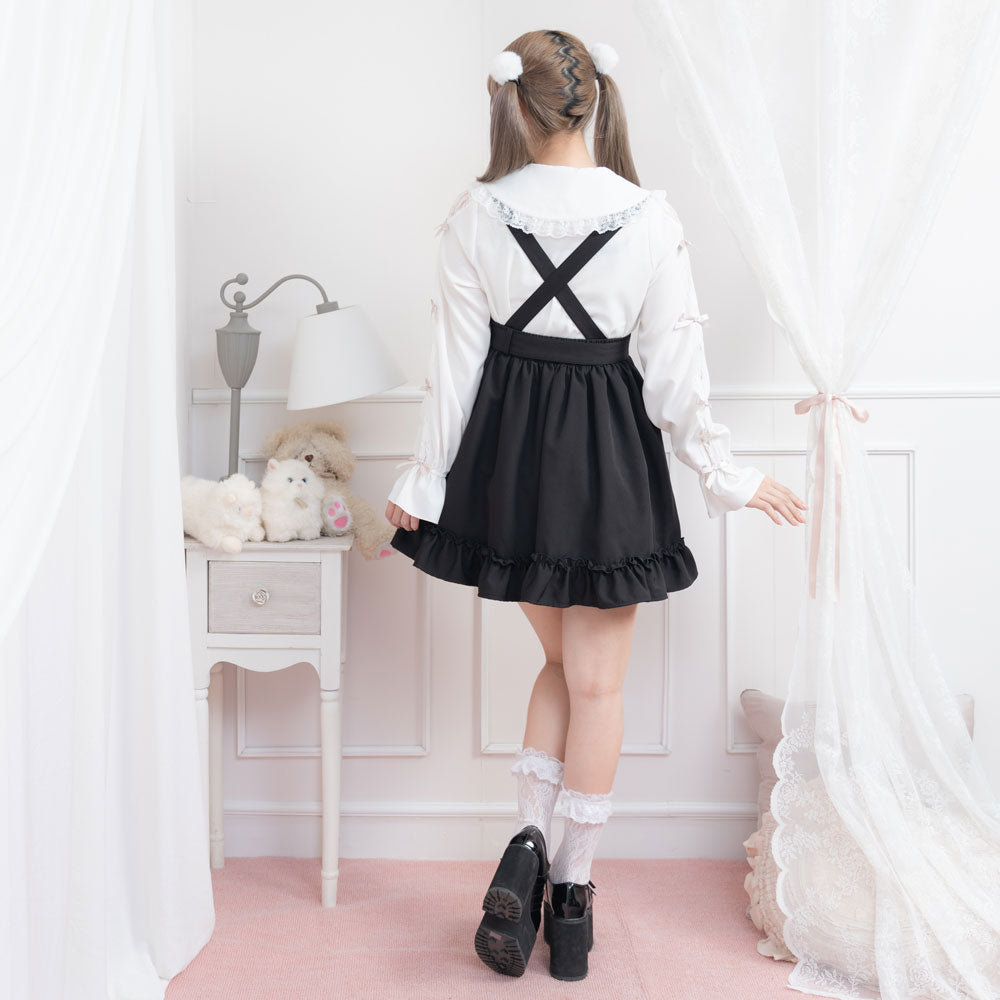 レースちら見せ袖の丸襟リボンブラウス – レディースファッション通販