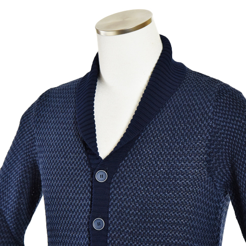 ザノーネ☆美品☆コットンリネンショールカラーカーディガン☆サックス