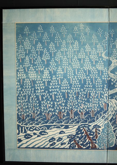 民藝運動 日下田博 藍染屏風 U234｜骨董店 のびる 古美術 骨董 和風