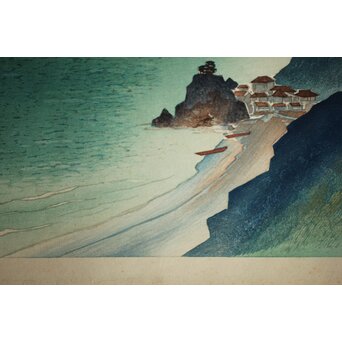 山岸主計 やまぎしかずえ 木版画【七里ガ浜】 Z294｜骨董店 のびる 古