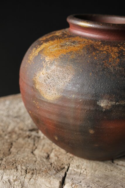 人間国宝 山本陶秀 備前壺 花瓶/花器 P342｜骨董店 のびる 古美術 骨董