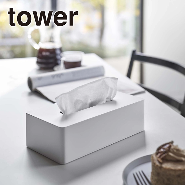tower】ティッシュケース レギュラーサイズ タワー ホワイト: 周辺小物
