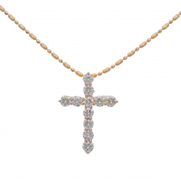 K18ピンクゴールド ダイヤモンド クロス ネックレス J273889 | ユキ