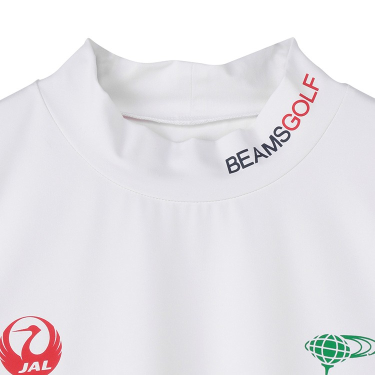BEAMS GOLF] JALオリジナル ワンポイント モックネックシャツ ホワイト