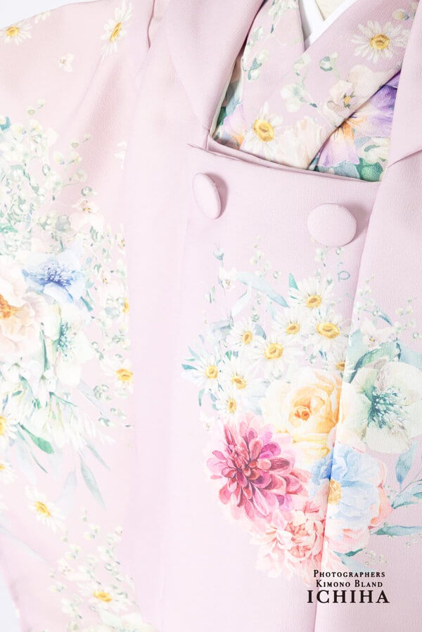 3歳七五三レンタル ガーデンピンク レース襟付き