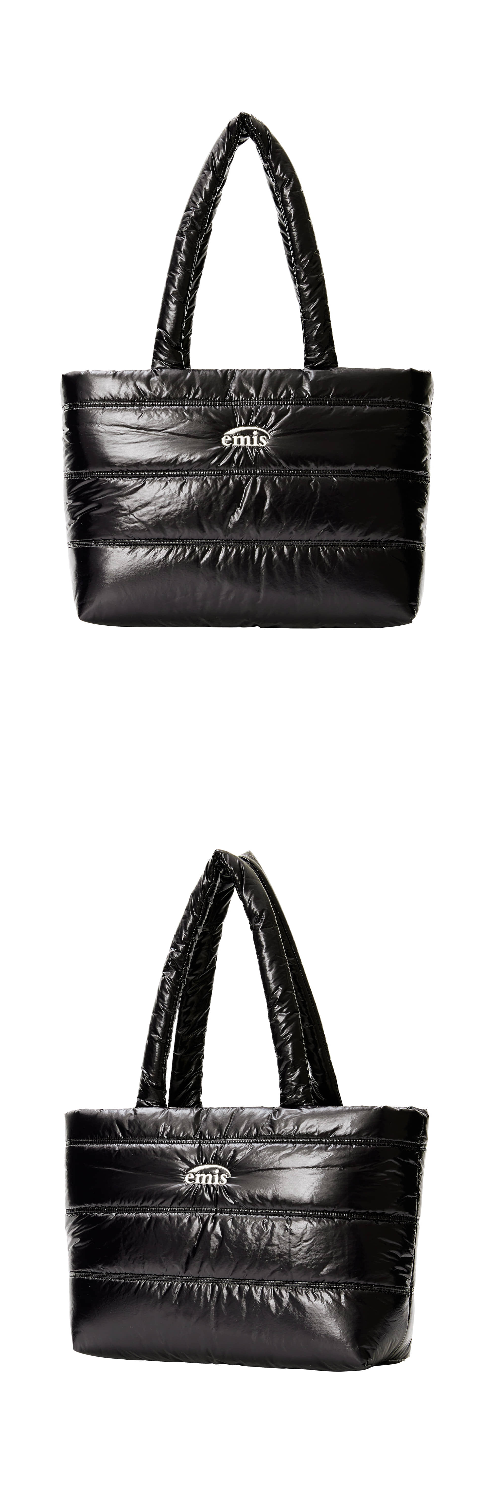 GLOSSY PADDED TOTE BAG-BLACK - EMIS