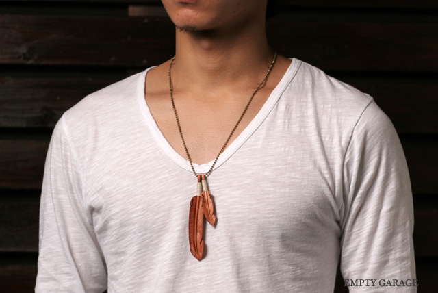 Rooster King & Co. Carved Leather feather Necklace ウエスコ